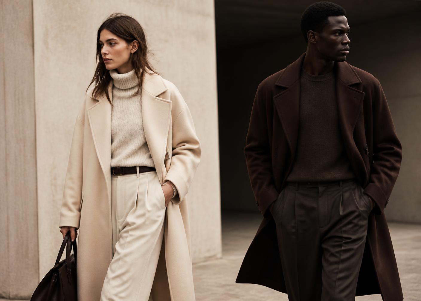 Model in a wool coat from the sale selection